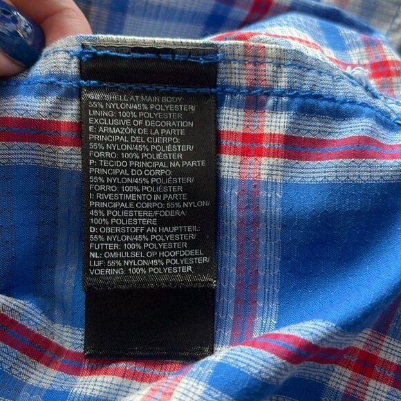 The North Face Mens Plaid Short Sleeve Shirt Blue Nylon Polyester Casual Size M - Picture 4 of 9